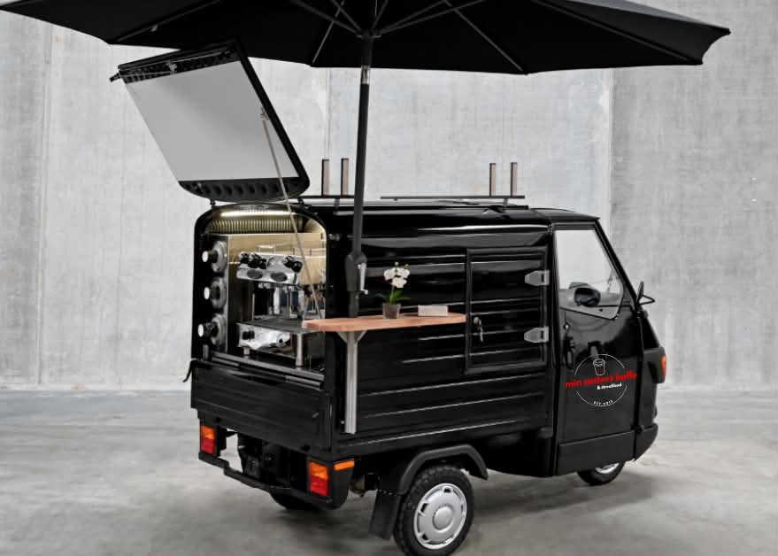 Coffee vans with an open serving area