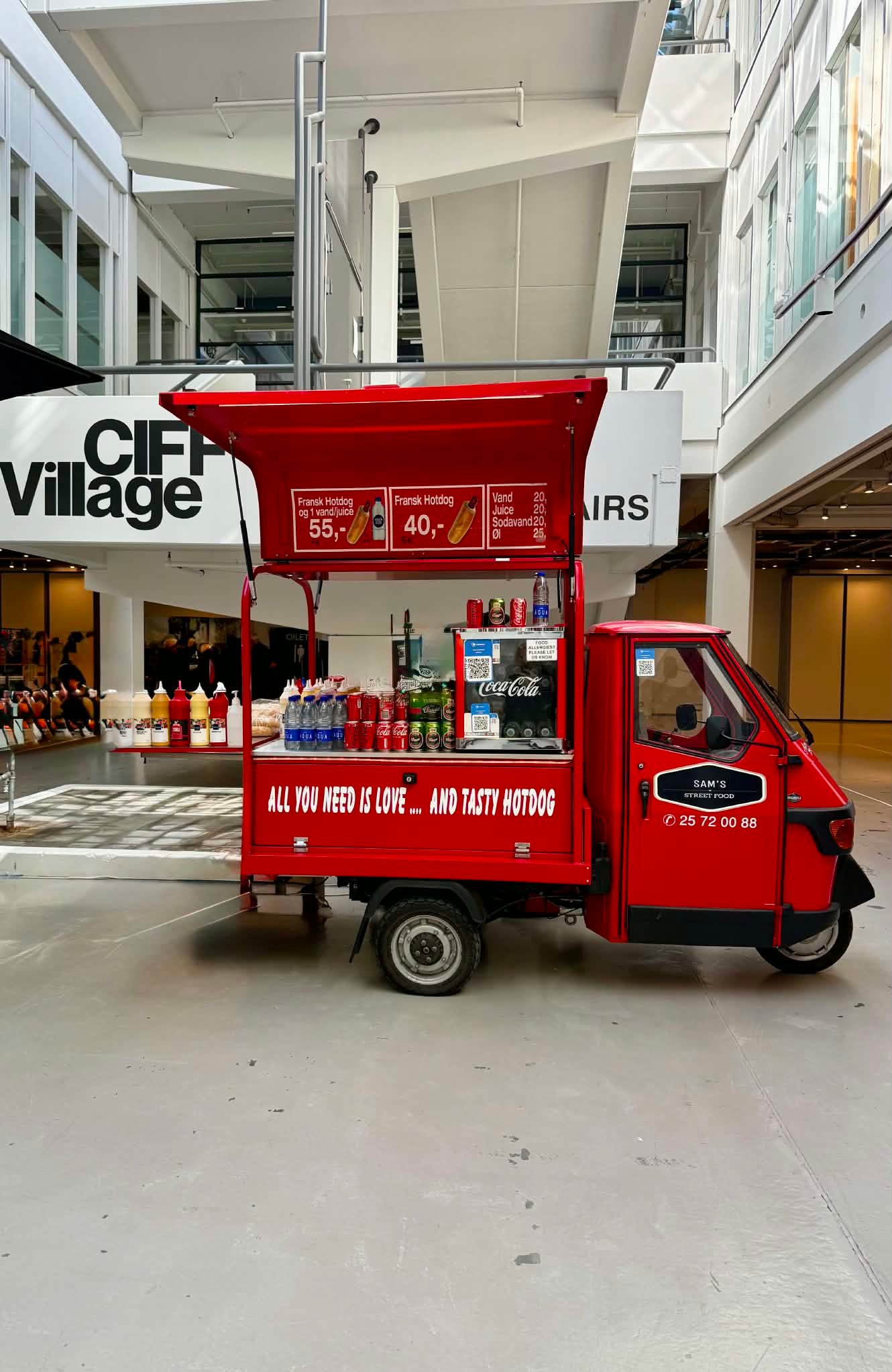 Hot dog vans with an open serving area