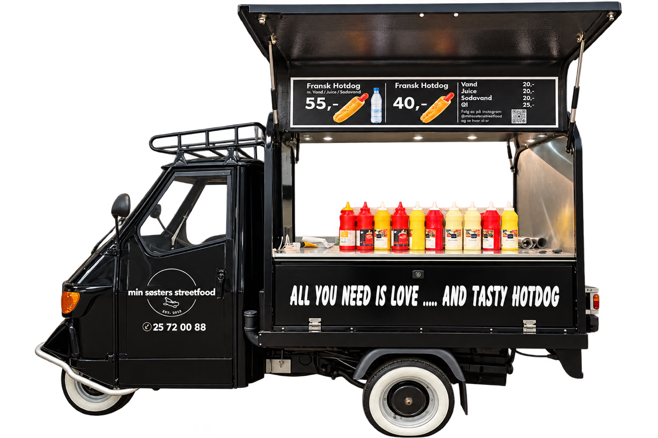 AI-generated illustration of a black hot dog van